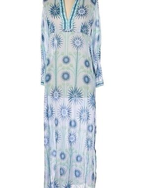 Emporio Sirenuse Blue and Green Palm-Print Top